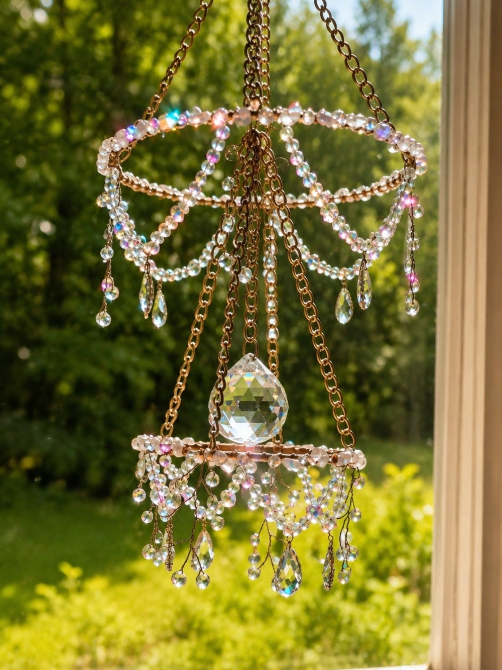 Handmade Crystal Chandelier  – One-of - Window Suncatcher